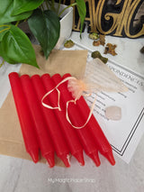 Red 6 Inch Taper Candle Kit, Candles with Crystal & Color Correspondence Guide, Ritual Candle Set, Spiritual Gift
