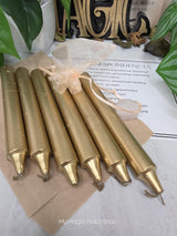 Gold 6 Inch Taper Candle Kit, Candles with Crystal & Color Correspondence Guide, Ritual Candle Set, Spiritual Gift