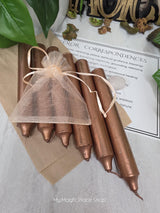 Copper 6 Inch Taper Candle Kit, Candles with Crystal & Color Correspondence Guide, Ritual Candle Set, Spiritual Gift
