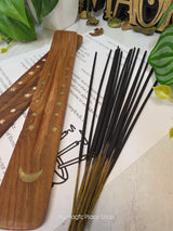 Celestial Moon Wooden Incense Holder Kit, Choose White Moon or Gold Moon Design, Includes 20 Incense Sticks & Guide, Long Ash Catcher Burner
