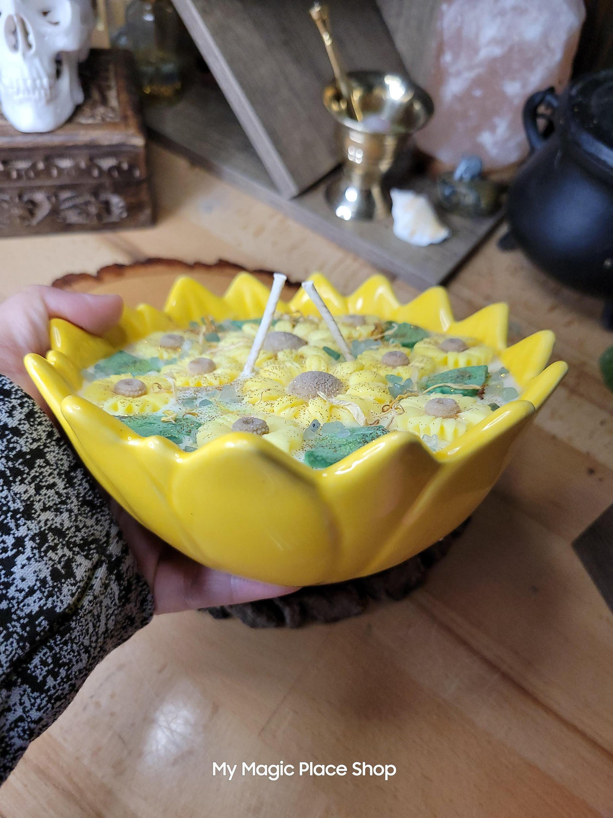 Sunflower Soy Candle Bowl | Floral Decorative Candle | Handmade Summer Candle | Sunflower Home Decor Cottagecore Decor | Altar Candle
