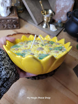 Sunflower Soy Candle Bowl | Floral Decorative Candle | Handmade Summer Candle | Sunflower Home Decor Cottagecore Decor | Altar Candle
