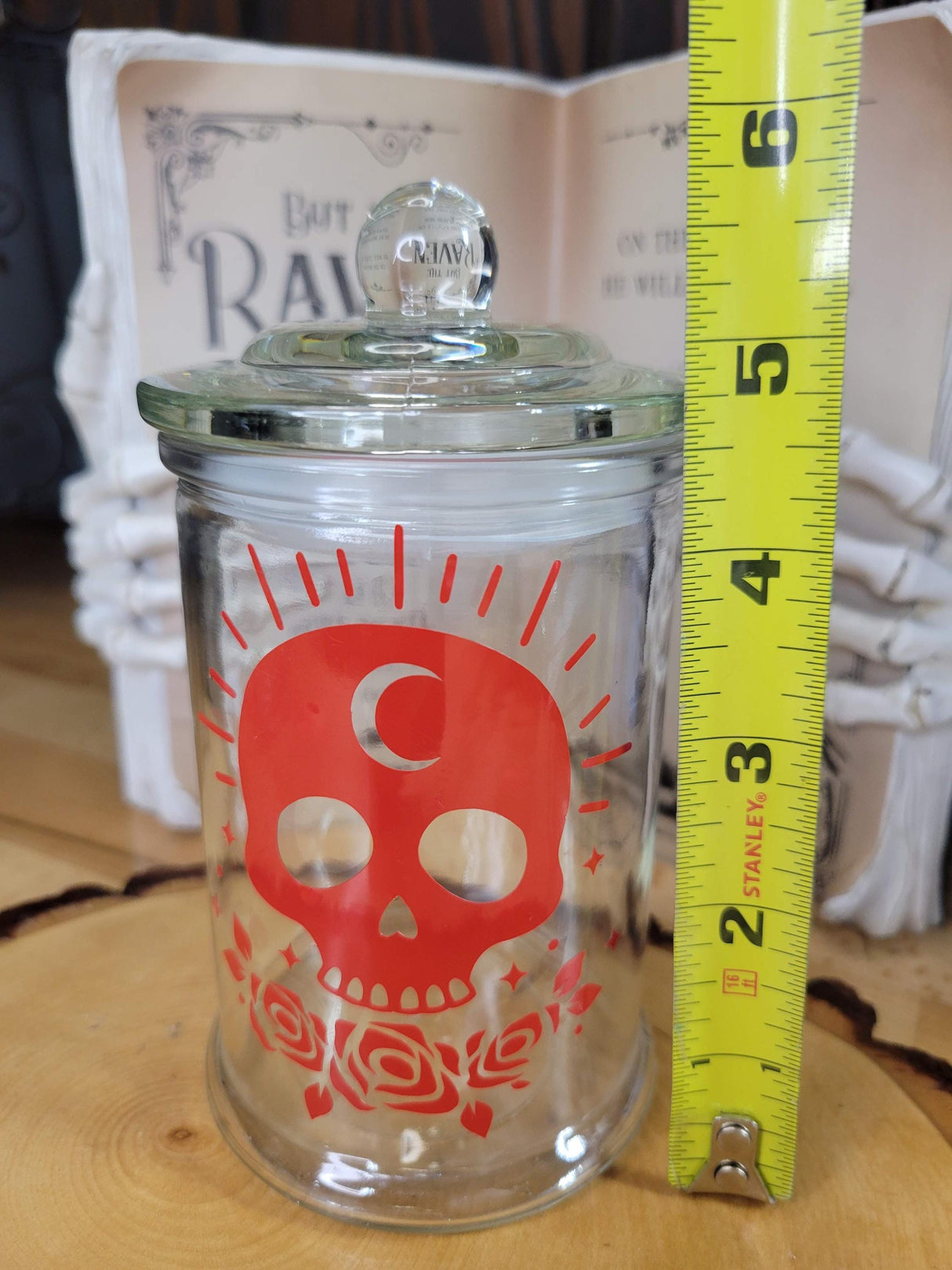 Red Skull Apothecary Jar | Gothic Celestial Moon Skull Storage Container
