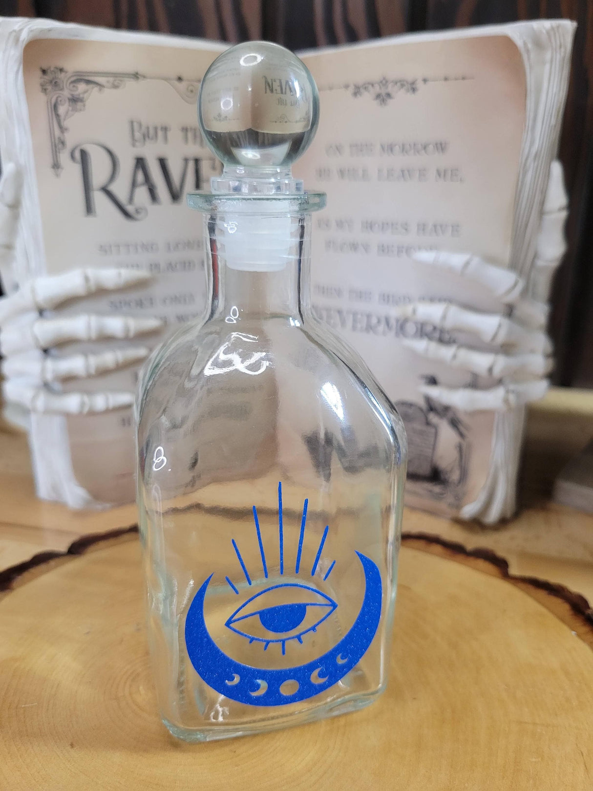 Evil Eye Glass Bottle | Moon Phase Apothecary Bottle | Witchy Decor | Decorative Glass Potion Bottle | Altar Decor | Gothic Home Decor