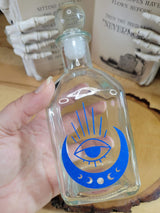 Evil Eye Glass Bottle | Moon Phase Apothecary Bottle | Witchy Decor | Decorative Glass Potion Bottle | Altar Decor | Gothic Home Decor