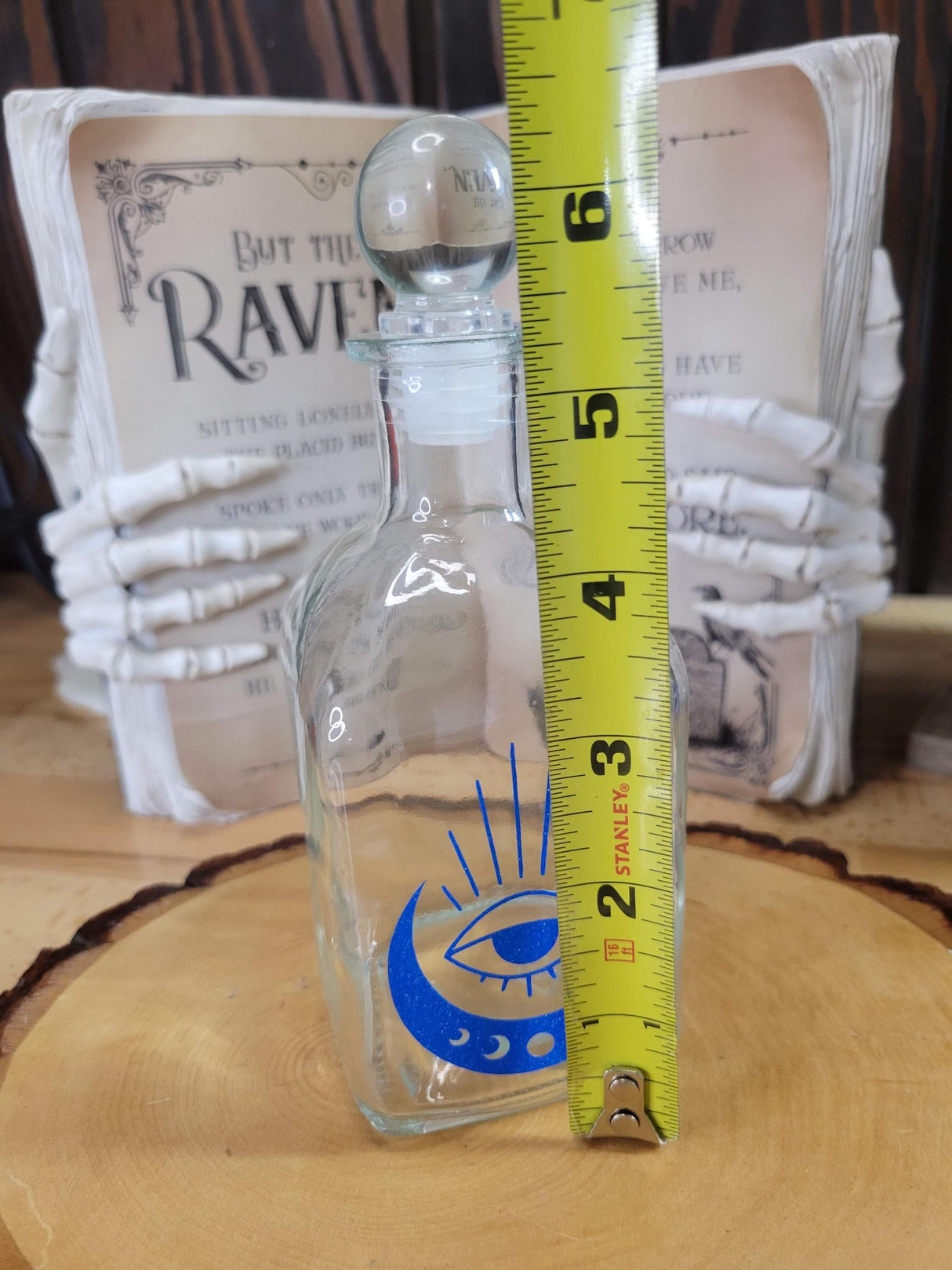 Evil Eye Glass Bottle | Moon Phase Apothecary Bottle | Witchy Decor | Decorative Glass Potion Bottle | Altar Decor | Gothic Home Decor