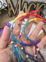 Moon Dream Catcher with Crystals | 7 Chakra Inspired Handmade Wall Decor | Tumbled Stone | Spiritual Gift