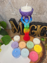 Seven Chakra Goddess Candle Gift Set, 7 Chakra Soy Tea Lights, Goddess Candle Holder, Spiritual Gift, Meditation & Ritual Decor