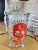 Red Skull Apothecary Jar | Gothic Celestial Moon Skull Storage Container