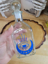 Evil Eye Glass Bottle | Moon Phase Apothecary Bottle | Witchy Decor | Decorative Glass Potion Bottle | Altar Decor | Gothic Home Decor