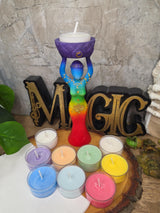 Seven Chakra Goddess Candle Gift Set, 7 Chakra Soy Tea Lights, Goddess Candle Holder, Spiritual Gift, Meditation & Ritual Decor