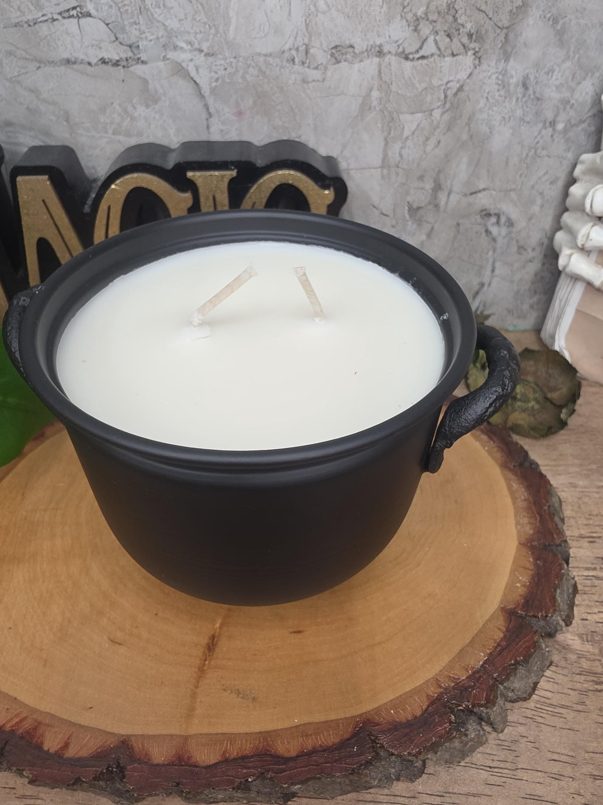 Handmade Soy Wax Cauldron Candle, Witchy Home Decor, Reusable Metal Cauldron