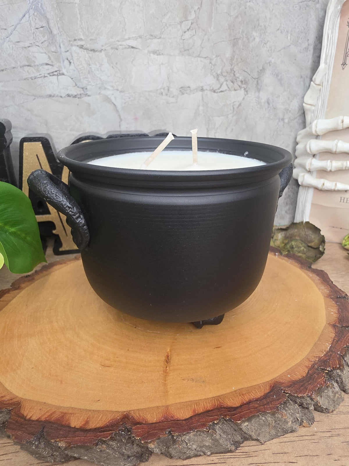 Handmade Soy Wax Cauldron Candle, Witchy Home Decor, Reusable Metal Cauldron