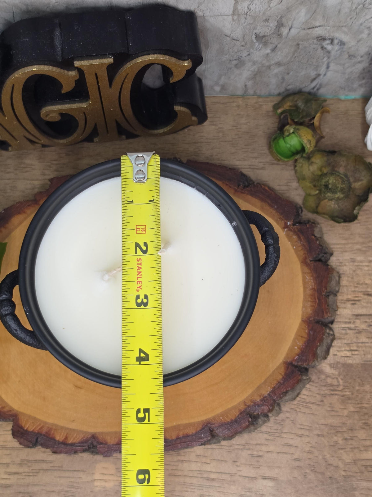 Handmade Soy Wax Cauldron Candle, Witchy Home Decor, Reusable Metal Cauldron