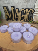Handmade Soy Wax Tealights, Unscented Purple Candles (Set of 6 or 10)