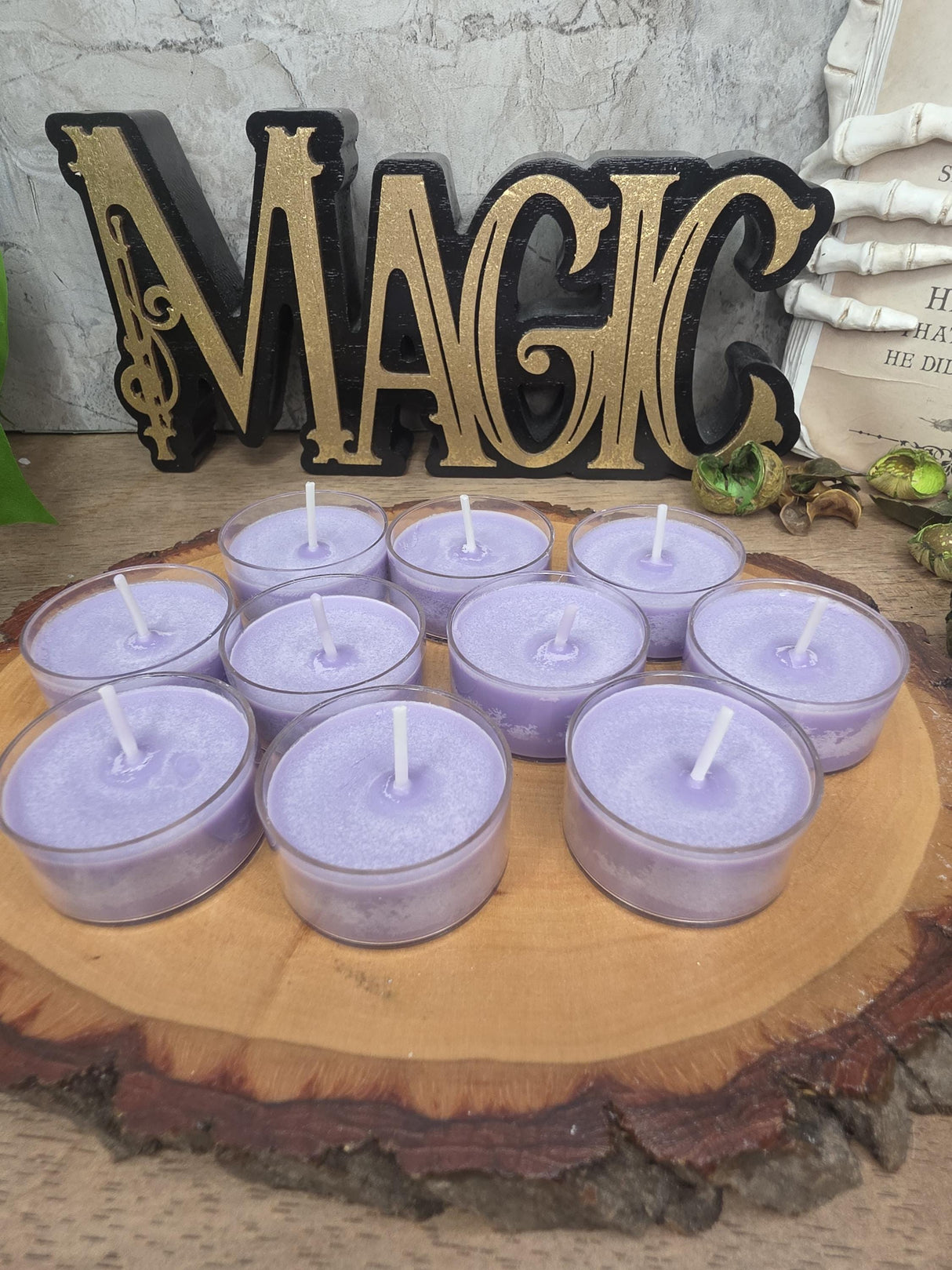 Handmade Soy Wax Tealights, Unscented Purple Candles (Set of 6 or 10)