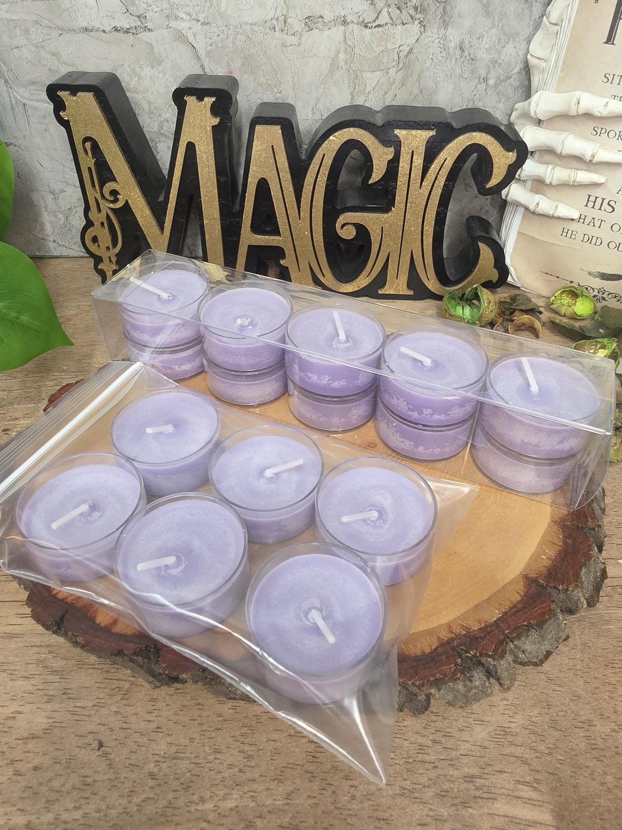 Handmade Soy Wax Tealights, Unscented Purple Candles (Set of 6 or 10)