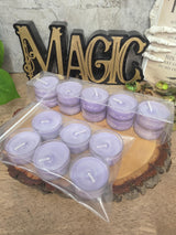 Handmade Soy Wax Tealights, Unscented Purple Candles (Set of 6 or 10)