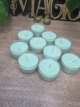 Handmade Soy Wax Tealights, Unscented Green Candles (Set of 6 or 10)