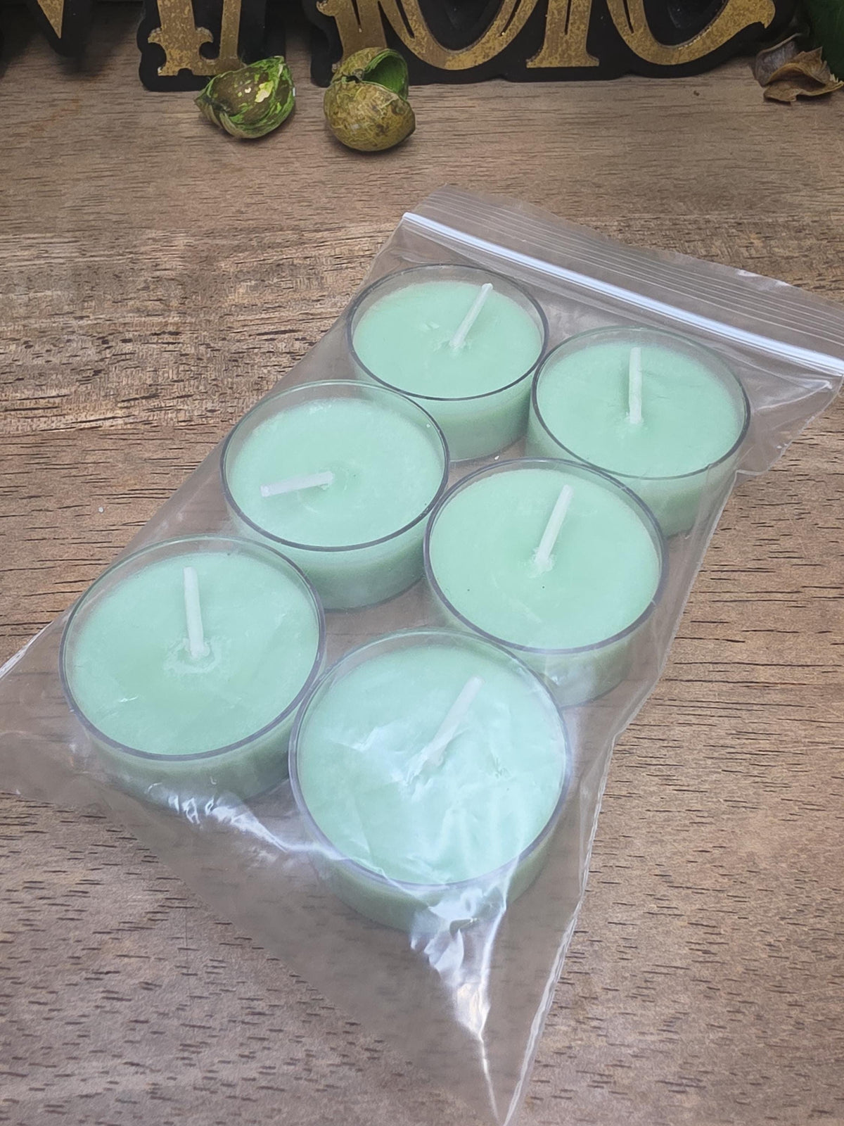 Handmade Soy Wax Tealights, Unscented Green Candles (Set of 6 or 10)