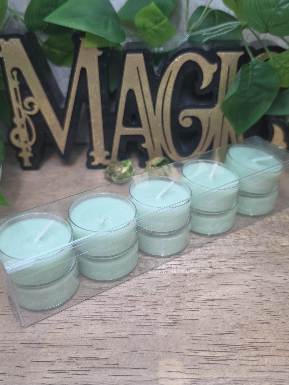 Handmade Soy Wax Tealights, Unscented Green Candles (Set of 6 or 10)