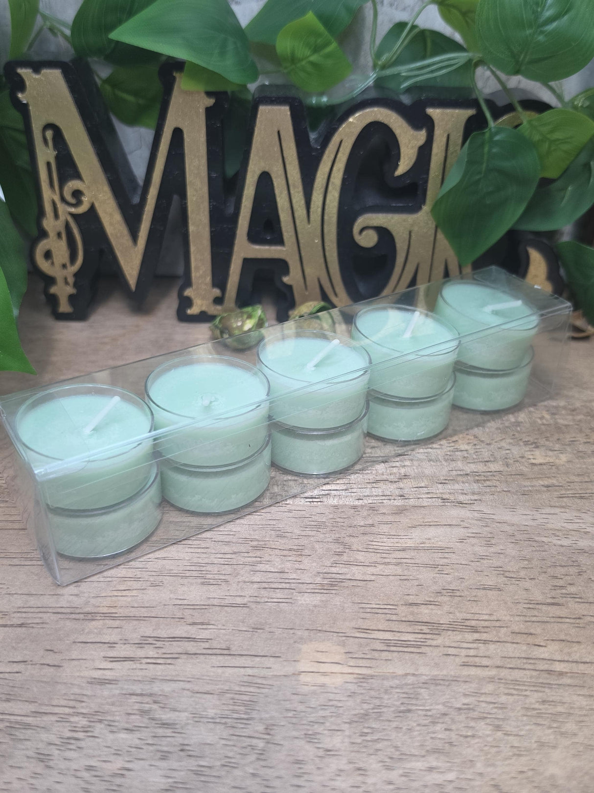 Handmade Soy Wax Tealights, Unscented Green Candles (Set of 6 or 10)