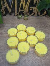 Handmade Soy Wax Tealights, Unscented Yellow Candles (Set of 6 or 10)