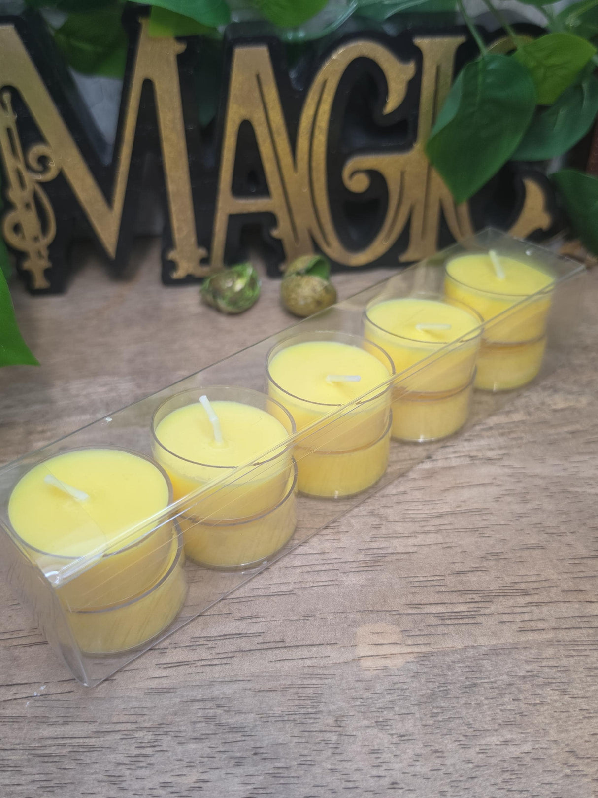 Handmade Soy Wax Tealights, Unscented Yellow Candles (Set of 6 or 10)