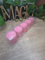 Handmade Soy Wax Tealights, Unscented Pink Candles (Set of 6 or 10)