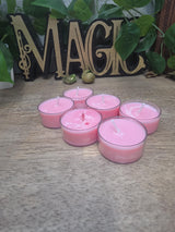 Handmade Soy Wax Tealights, Unscented Pink Candles (Set of 6 or 10)