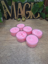 Handmade Soy Wax Tealights, Unscented Pink Candles (Set of 6 or 10)