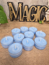 Handmade Soy Wax Tealights, Unscented Blue Candles (Set of 6 or 10)