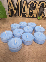 Handmade Soy Wax Tealights, Unscented Blue Candles (Set of 6 or 10)
