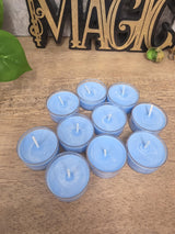 Handmade Soy Wax Tealights, Unscented Blue Candles (Set of 6 or 10)
