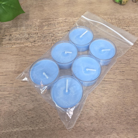 Handmade Soy Wax Tealights, Unscented Blue Candles (Set of 6 or 10)