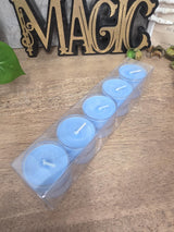 Handmade Soy Wax Tealights, Unscented Blue Candles (Set of 6 or 10)