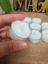 Handmade Soy Wax Tealights, Unscented Light Blue Candles (Set of 6 or 10)