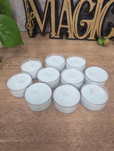 Handmade Soy Wax Tealights, Unscented Light Blue Candles (Set of 6 or 10)