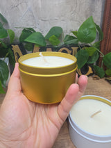 Personalized Soy Wax Candle in Tin, Custom Scented, Minimalist Gift (2-8 oz)