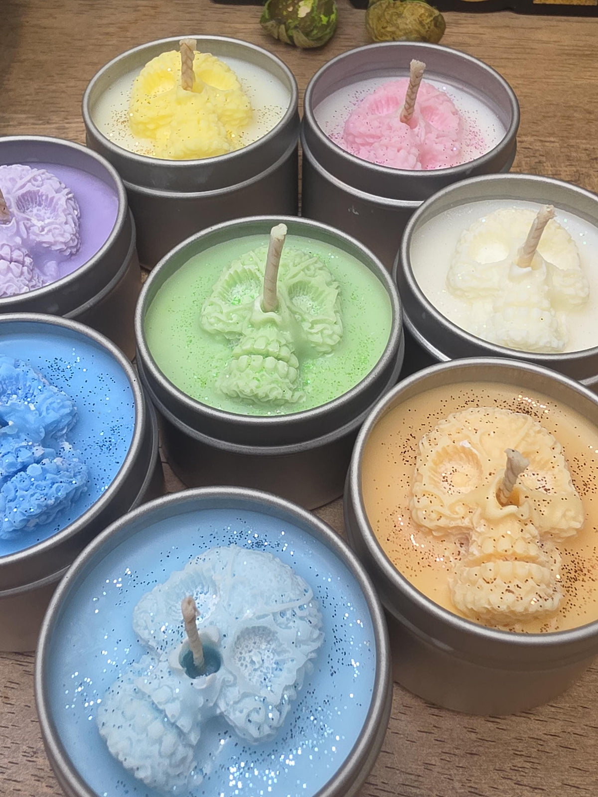 Handmade Skull Soy Wax Candle, 2 oz Tin Candle, Gothic Decor Candle, Witchy Gift, Personalized Color Candle, Small Skull Candle