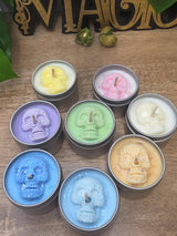 Handmade Skull Soy Wax Candle, 2 oz Tin Candle, Gothic Decor Candle, Witchy Gift, Personalized Color Candle, Small Skull Candle