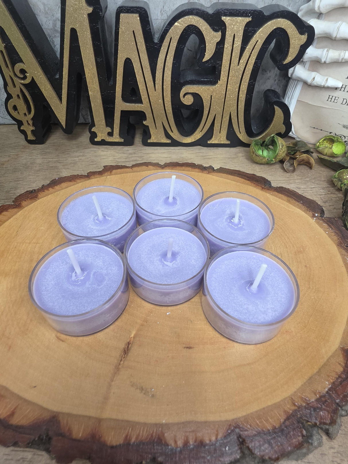 Handmade Soy Wax Tealights, Unscented Purple Candles (Set of 6 or 10)