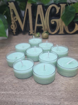 Handmade Soy Wax Tealights, Unscented Green Candles (Set of 6 or 10)