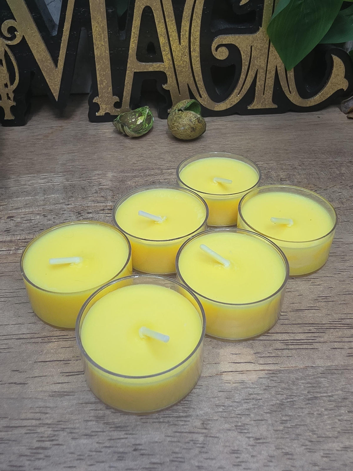 Handmade Soy Wax Tealights, Unscented Yellow Candles (Set of 6 or 10)