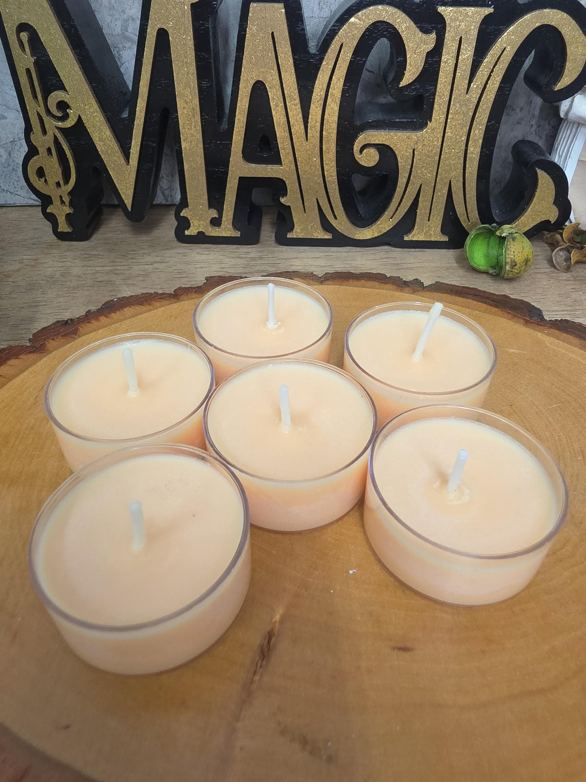 Handmade Soy Wax Tealights, Unscented Orange Candles (Set of 6 or 10)