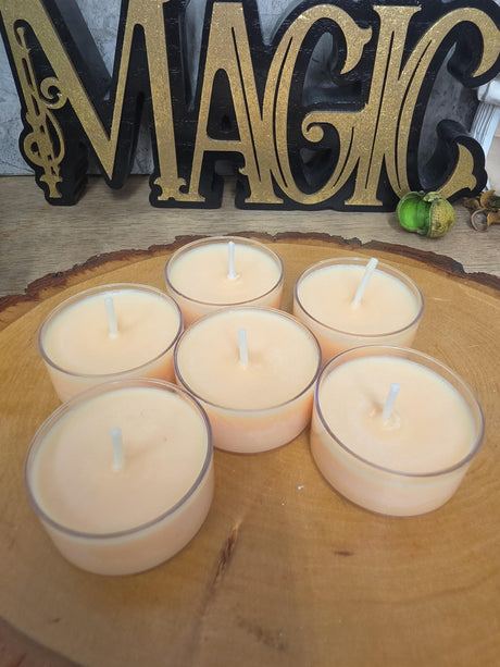 Handmade Soy Wax Tealights, Unscented Orange Candles (Set of 6 or 10)