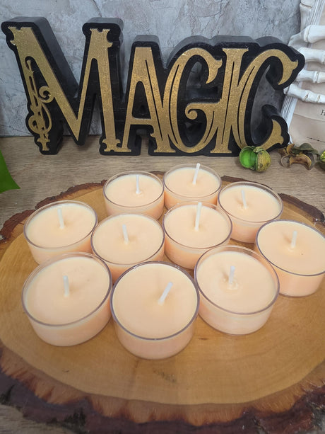 Handmade Soy Wax Tealights, Unscented Orange Candles (Set of 6 or 10)