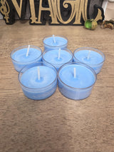 Handmade Soy Wax Tealights, Unscented Blue Candles (Set of 6 or 10)