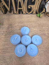 Handmade Soy Wax Tealights, Unscented Blue Candles (Set of 6 or 10)