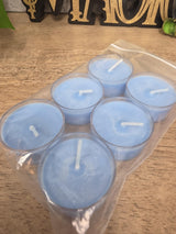 Handmade Soy Wax Tealights, Unscented Blue Candles (Set of 6 or 10)